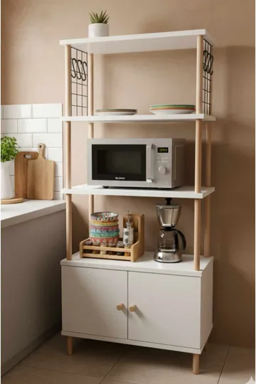 Kjøkkenskap Hanah Home Pika Cabinet (60 x 140 x 30 cm) Hvit - Hvit - Oppbevaring - Skap - Oppbevaringsskap
