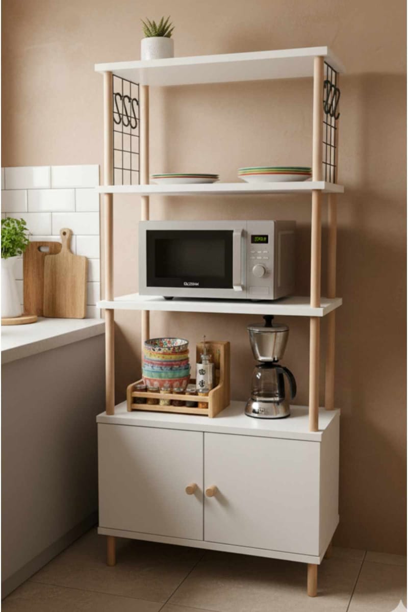 Kjøkkenskap Hanah Home Pika Cabinet (60 x 140 x 30 cm) Hvit - Hvit - Oppbevaring - Skap - Oppbevaringsskap