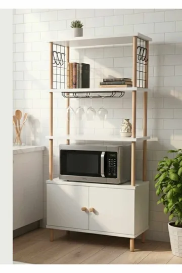 Kjøkkenskap Hanah Home Pika Cabinet (60 x 140 x 30 cm) Hvit - Hvit - Oppbevaring - Skap - Oppbevaringsskap