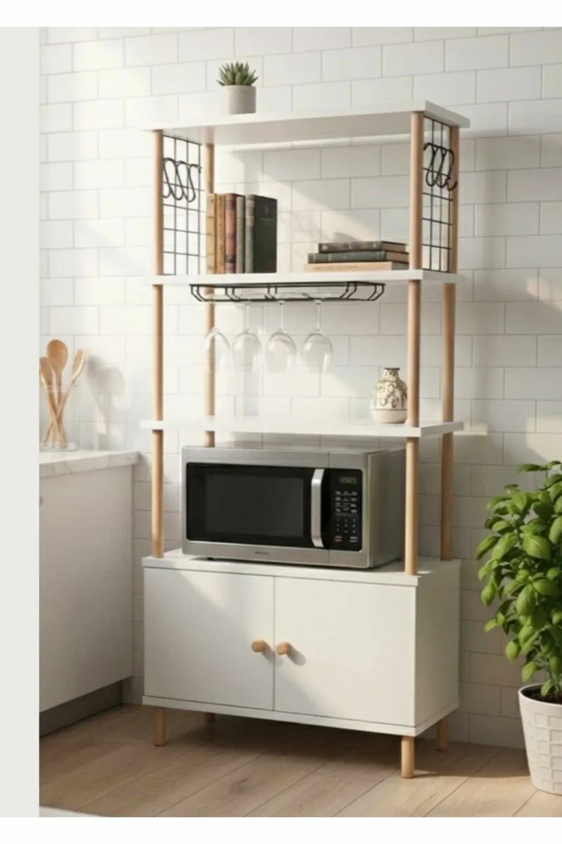 Kjøkkenskap Hanah Home Pika Cabinet (60 x 140 x 30 cm) Hvit, Hvit