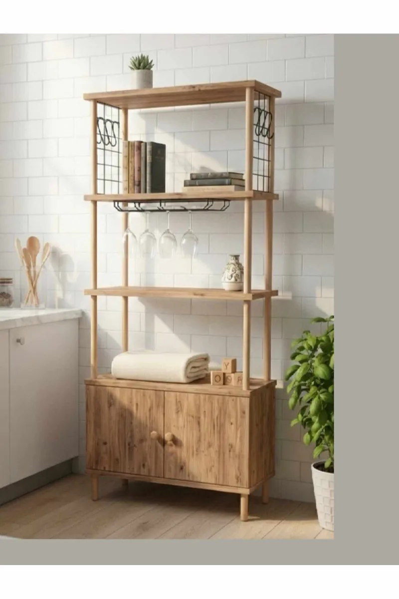 Kjøkkenskap Hanah Home Pika Cabinet (60 x 140 x 30 cm) Furu - Furu - Oppbevaring - Skap - Oppbevaringsskap