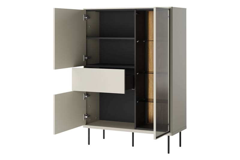 Levisa Vitrineskap 98x140 cm - Brun/Sort - Oppbevaring - Skap - Vitrineskap