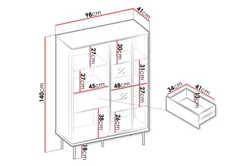 Levisa Vitrineskap 98x140 cm - Cashmere - Oppbevaring - Skap - Vitrineskap
