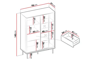 Levisa Vitrineskap 98x140 cm - Cashmere - Oppbevaring - Skap - Vitrineskap