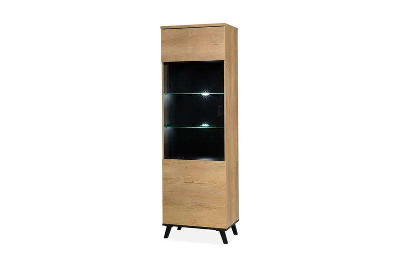 Lewa Vitrineskap 40x61 cm LED-belysning, Eik/Svart