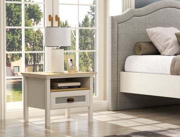 Lilena Nattbord 60 cm - Krem, eik, grå - Oppbevaring - Skap - Oppbevaringsskap