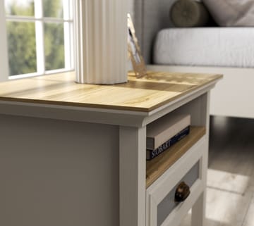 Lilena Nattbord 60 cm - Krem, eik, grå - Oppbevaring - Skap - Oppbevaringsskap