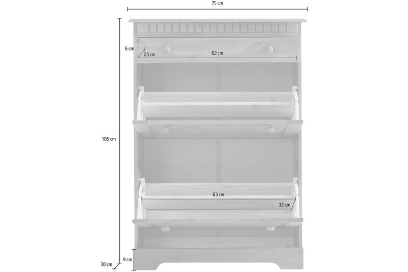 Lisa Skoskap 75x105 cm - Hvit - Oppbevaring - Skap - Oppbevaringsskap