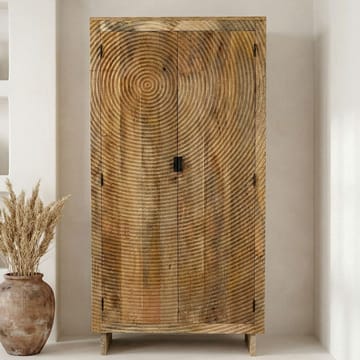 Livino oppbevaringsskap 90x180 cm 3D-mønster industriell stil - naturbrun og svart - Oppbevaring - Skap - Oppbevaringsskap