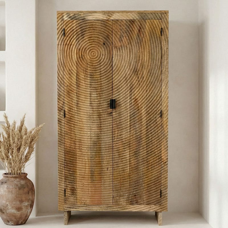 Livino oppbevaringsskap 90x180 cm 3D-mønster industriell stil - naturbrun og svart - Oppbevaring - Skap - Oppbevaringsskap