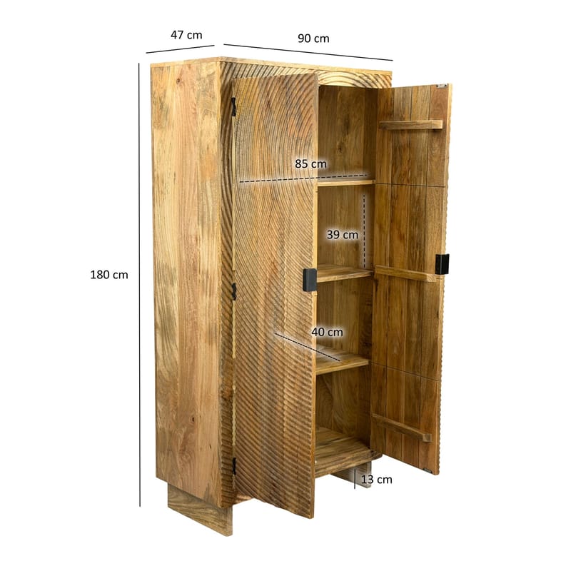 Livino oppbevaringsskap 90x180 cm 3D-mønster industriell stil - naturbrun og svart - Oppbevaring - Skap - Oppbevaringsskap