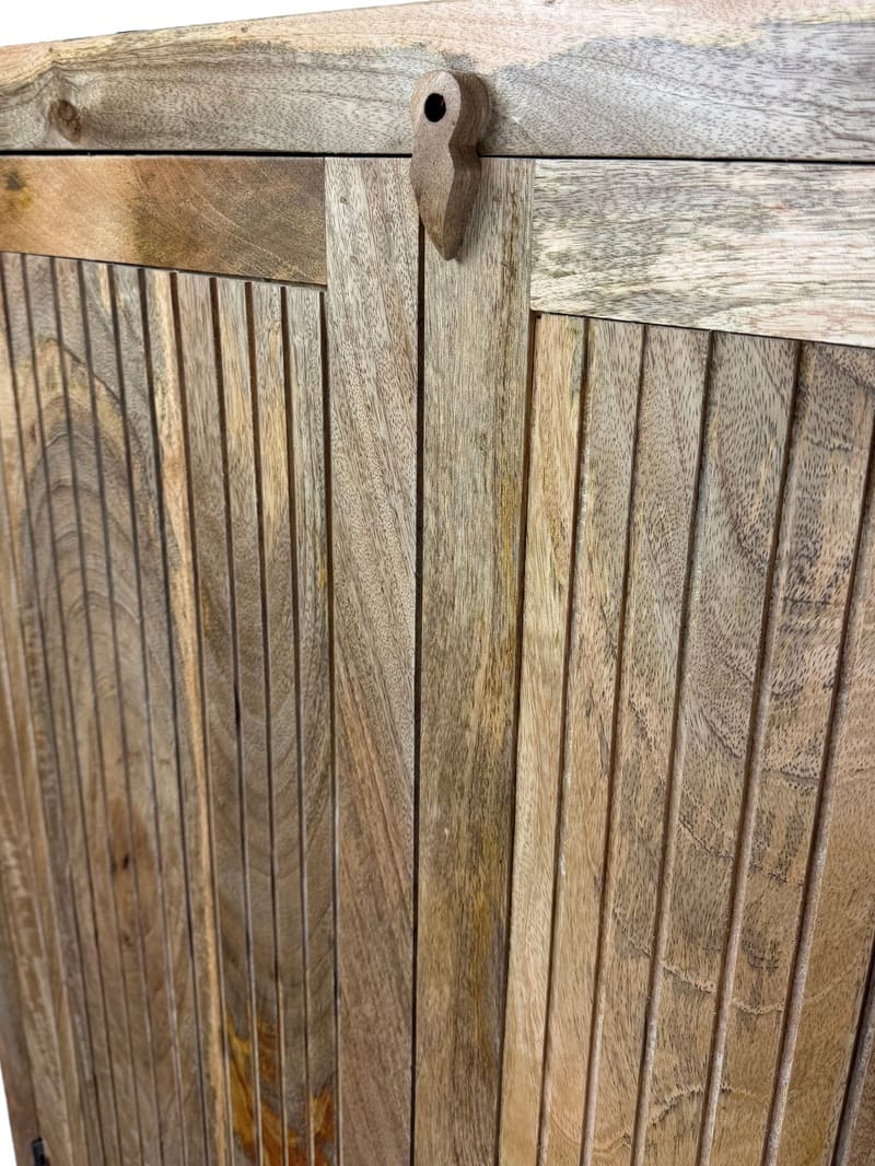 Livira oppbevaringsskap 90x187 cm ribbedesign landlig stil - naturbrun - Oppbevaring - Skap - Oppbevaringsskap
