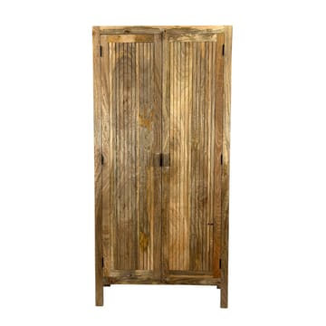 Livira oppbevaringsskap 90x187 cm ribbedesign landlig stil - naturbrun - Oppbevaring - Skap - Oppbevaringsskap