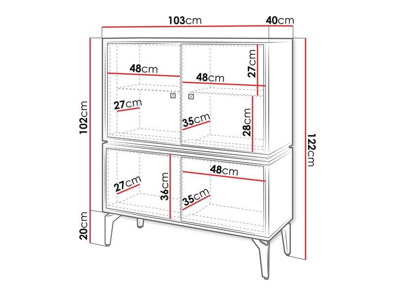 Lorvenn Vitrineskap 103x122 cm - Brun/Svart - Oppbevaring - Skap - Vitrineskap