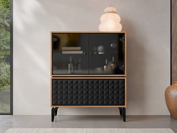 Lorvenn Vitrineskap 103x122 cm - Brun/Svart - Oppbevaring - Skap - Vitrineskap