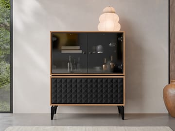 Lorvenn Vitrineskap 103x122 cm - Brun/Svart - Oppbevaring - Skap - Vitrineskap