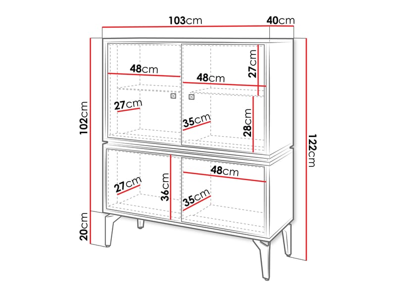Lorvenn Vitrineskap 103x122 cm - Brun/Svart - Oppbevaring - Skap - Vitrineskap