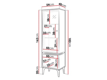 Lorvenn Vitrineskap 54x182 cm - Brun/Svart - Oppbevaring - Skap - Vitrineskap