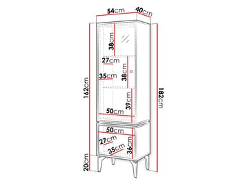 Lorvenn Vitrineskap 54x182 cm - Brun/Svart - Oppbevaring - Skap - Vitrineskap