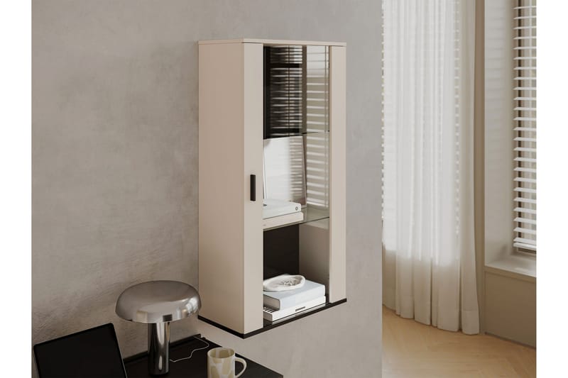 Lyrosen Vitrinskåp 60x112 cm - Beige - Oppbevaring - Skap - Vitrineskap
