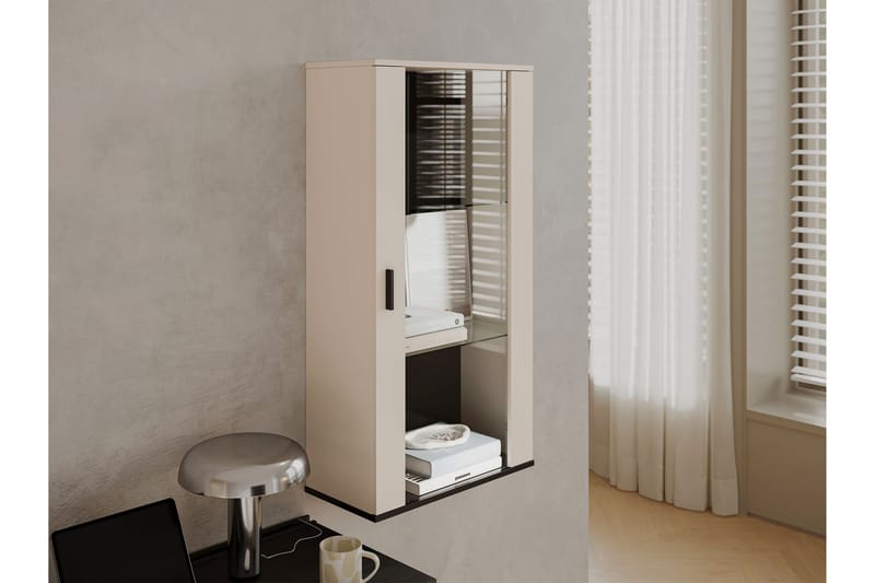 Lyrosen Vitrinskåp 60x112 cm - Beige - Oppbevaring - Skap - Vitrineskap