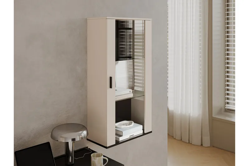 Lyrosen Vitrinskåp 60x112 cm - Beige - Oppbevaring - Skap - Vitrineskap