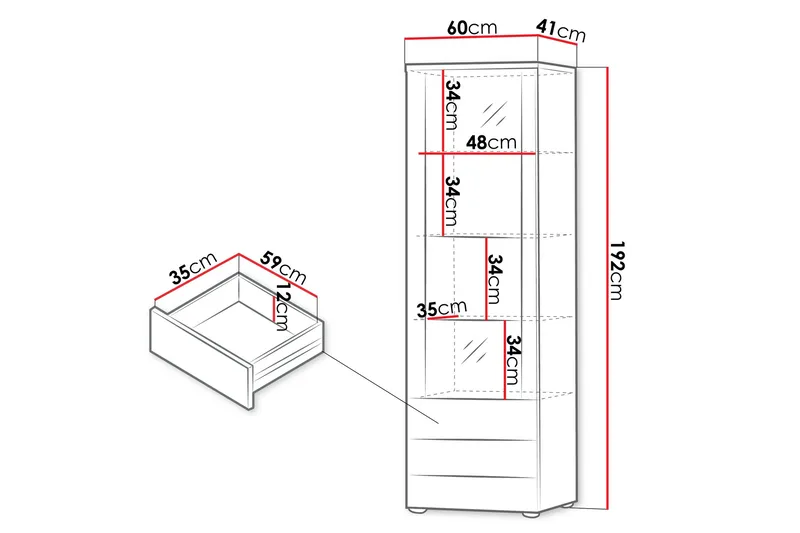 Lyrosen Vitrinskåp 60x192 cm - Beige - Oppbevaring - Skap - Vitrineskap