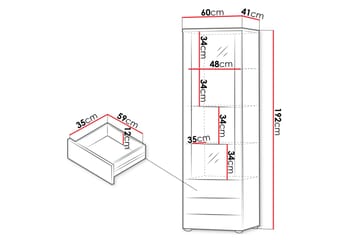 Lyrosen Vitrinskåp 60x192 cm - Beige - Oppbevaring - Skap - Vitrineskap
