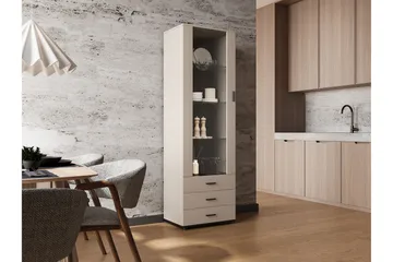 Lyrosen Vitrinskåp 60x192 cm - Beige - Oppbevaring - Skap - Vitrineskap