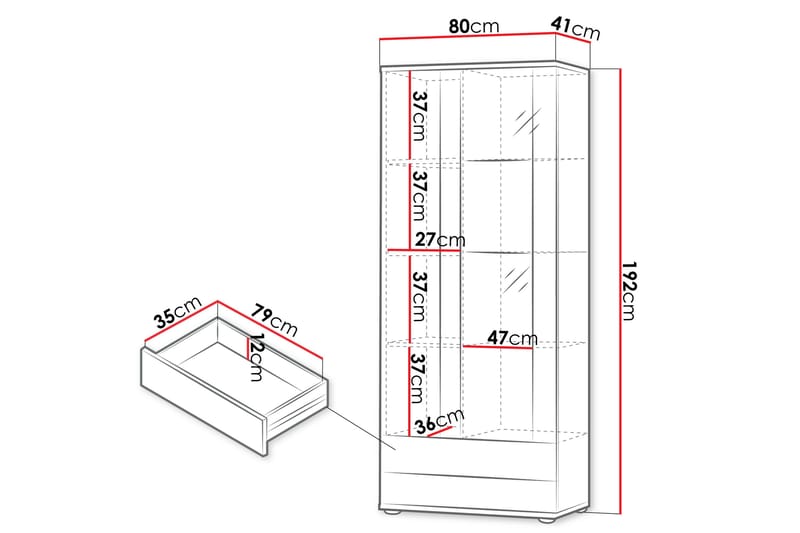 Lyrosen Vitrinskåp 80x19 cm - Beige - Oppbevaring - Skap - Vitrineskap