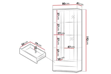 Lyrosen Vitrinskåp 80x19 cm - Beige - Oppbevaring - Skap - Vitrineskap