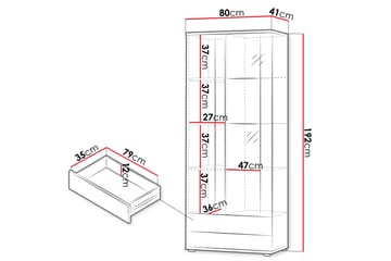 Lyrosen Vitrinskåp 80x19 cm - Beige - Oppbevaring - Skap - Vitrineskap