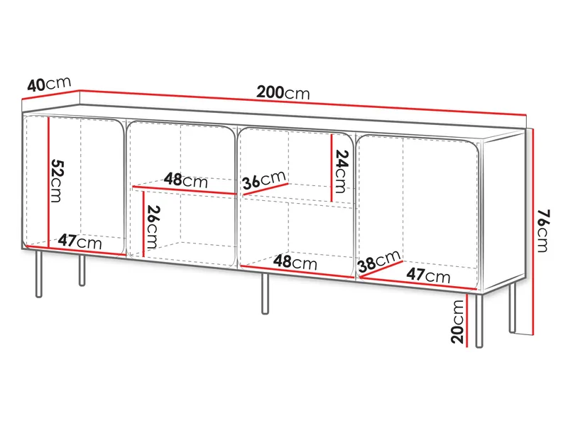 Marros Skjenk 200 cm - Blå - Oppbevaring - Oppbevaringsmøbler - Sideboard & skjenk