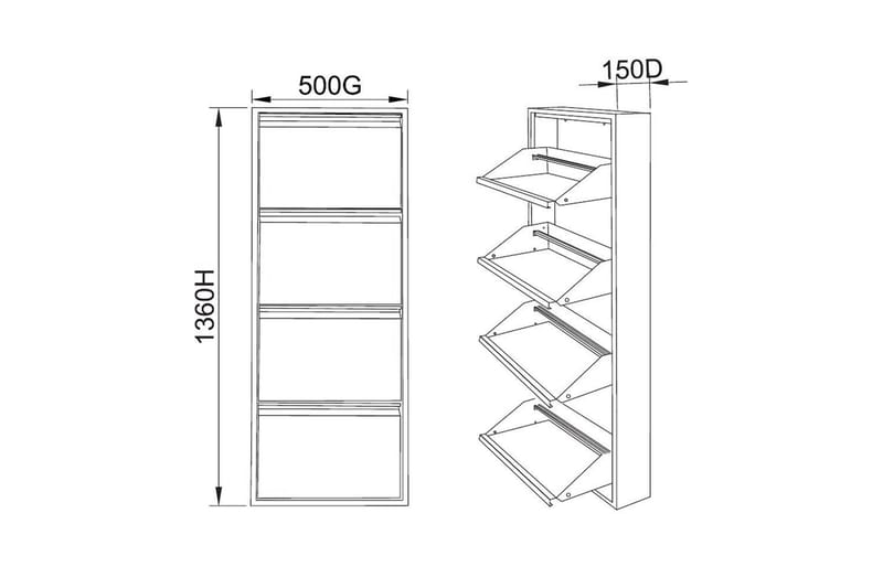 Mayazizi Skoskap 50 cm - Lysegrå - Oppbevaring - Skap - Oppbevaringsskap