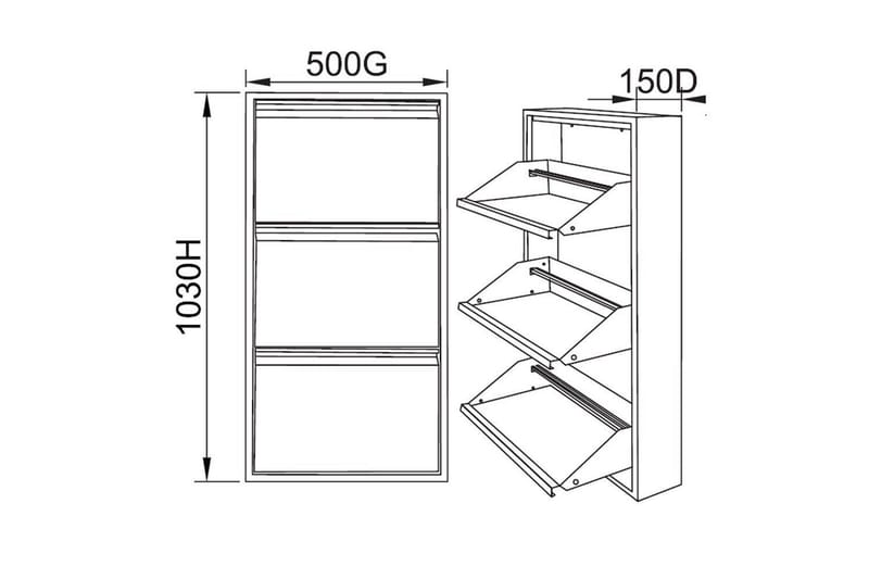 Mayazizi Skoskap 50 cm - Lysegrå - Oppbevaring - Skap - Oppbevaringsskap
