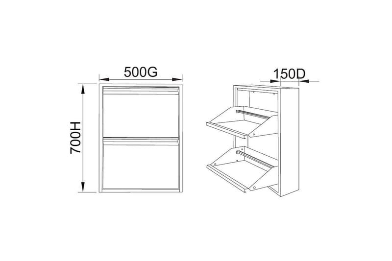 Mayazizi Skoskap 50 cm - Lysegrå - Oppbevaring - Skap - Oppbevaringsskap