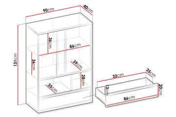 Metropolitan Highboard - Brun/Hvit/Lysegrå/Sort - Oppbevaring - Skap - Oppbevaringsskap