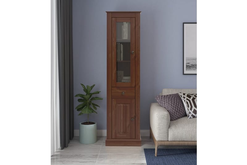 Mille Vitrineskap 47x182 cm - Brun - Oppbevaring - Skap - Vitrineskap