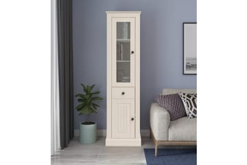 Mille Vitrineskap 47x182 cm - Hvit - Oppbevaring - Skap - Vitrineskap