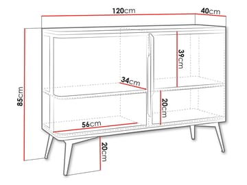 Mireva skjenk 120 cm - beige, gull - Oppbevaring - Skap - Barskap