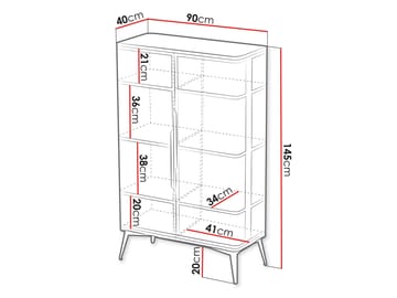 Mireva Vitrineskap 90x145 cm - beige, gull - Oppbevaring - Skap - Vitrineskap