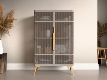 Mireva Vitrineskap 90x145 cm - beige/gull - Oppbevaring - Skap - Vitrineskap
