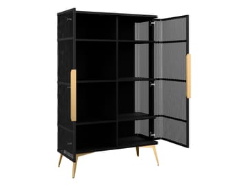 Mireva Vitrineskap 90x145 cm - svart, gull - Oppbevaring - Skap - Vitrineskap