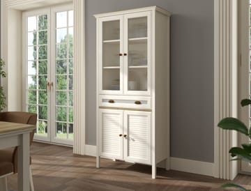 Murina Multifunksjonsskap 88x194 cm - Krem, eik, grå - Oppbevaring - Skap - Vitrineskap