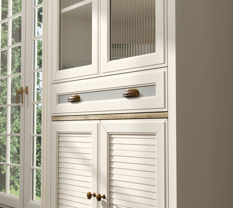 Murina Multifunksjonsskap 88x194 cm - Krem, eik, grå - Oppbevaring - Skap - Vitrineskap