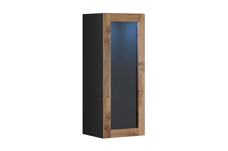 Narbonne Vitrineskap 32x35 cm Hvit LED, Natur/Svart