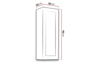 Narbonne Vitrineskap 32x35 cm Hvit LED - Natur/Svart - Oppbevaring - Skap - Vitrineskap