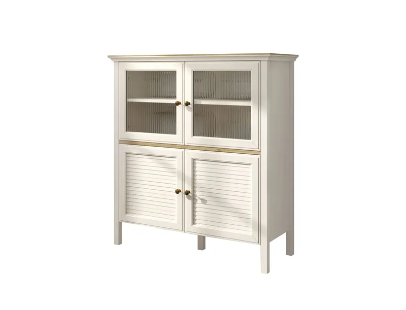 Natira Multifunksjonsskap 110x120 cm, Krem og eik