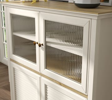 Natira Multifunksjonsskap 110x120 cm - Krem og eik - Oppbevaring - Skap - Vitrineskap