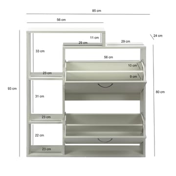 Noraro skoskap 85 cm - hvit og krom - Oppbevaring - Skap - Oppbevaringsskap